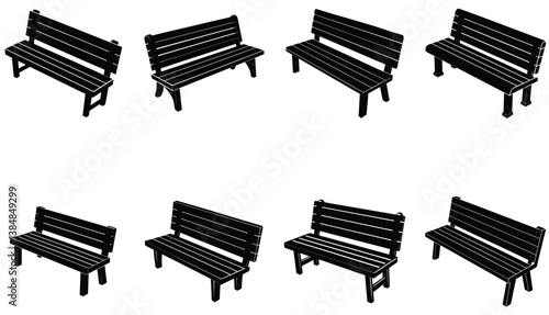 Bench Vector Shilhouette Bundle Set Collection