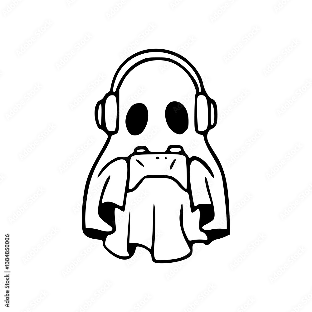 Halloween gamer ghost vector design Halloween gamer ghost vector design