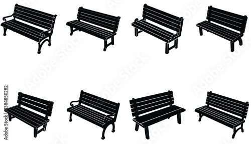 Bench Vector Shilhouette Bundle Set Collection