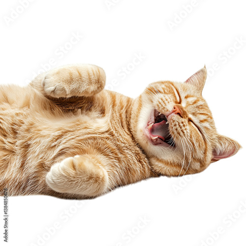 Playful Ginger Cat Yawning.