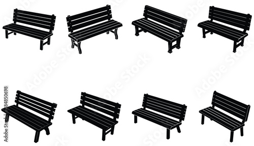 Bench Vector Shilhouette Bundle Set Collection