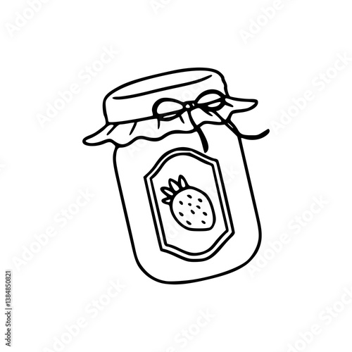 vintage style strawberry jam jar outline