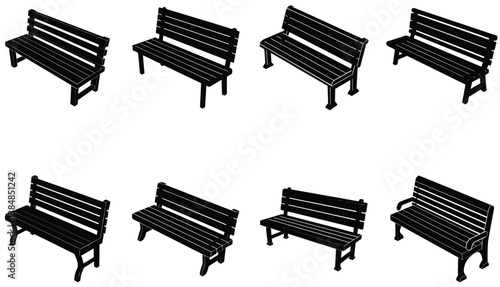 Bench Vector Shilhouette Bundle Set Collection