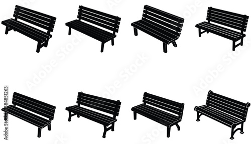 Bench Vector Shilhouette Bundle Set Collection