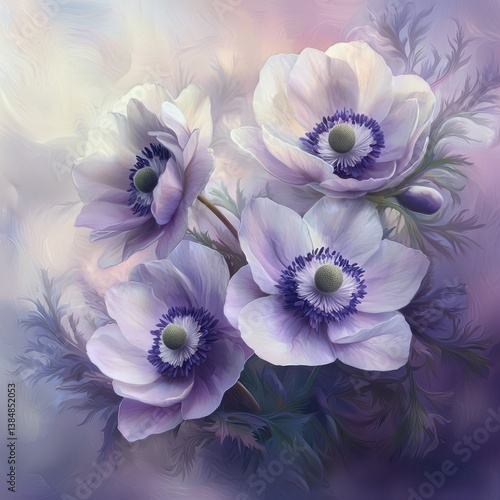 Vibrant Anemone Flowers in Full Bloom