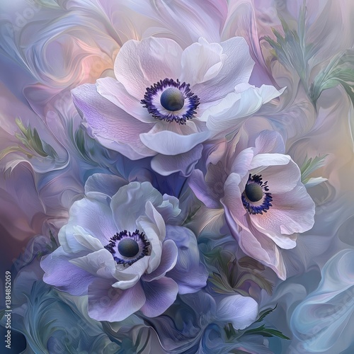 Vibrant Anemone Flowers in Full Bloom