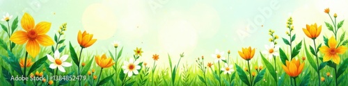Hand-Drawn Spring Doodle Set with Green Textures , spring, illustration