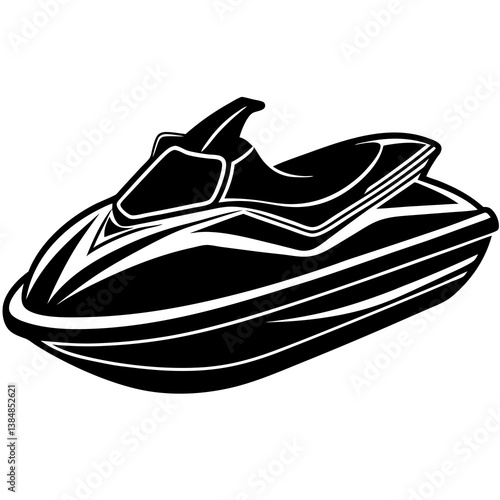 A vector silhouette of a jet ska on white background