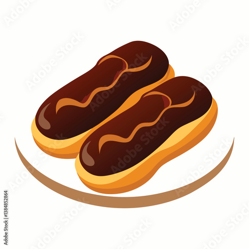 eclairs with glossy chocolate glaze