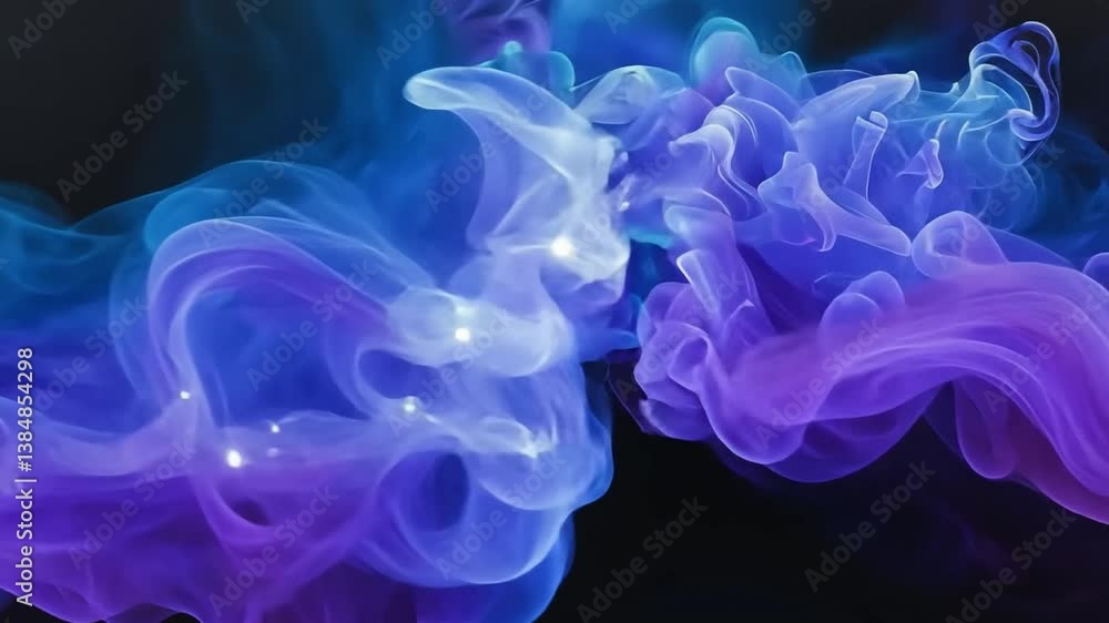 Ethereal Abstract Vibrant Swirls of Blue and Purple Smoke Flowing in Tranquil Patterns, Creating Mesmerizing Blend of Fluidity and Creativity Ethereal Abstract Vibrant Swirls of Blue and Purple Smoke Flowing in Tranquil Patterns, Creating Mesmerizing Blend of Fluidity and Creativity
