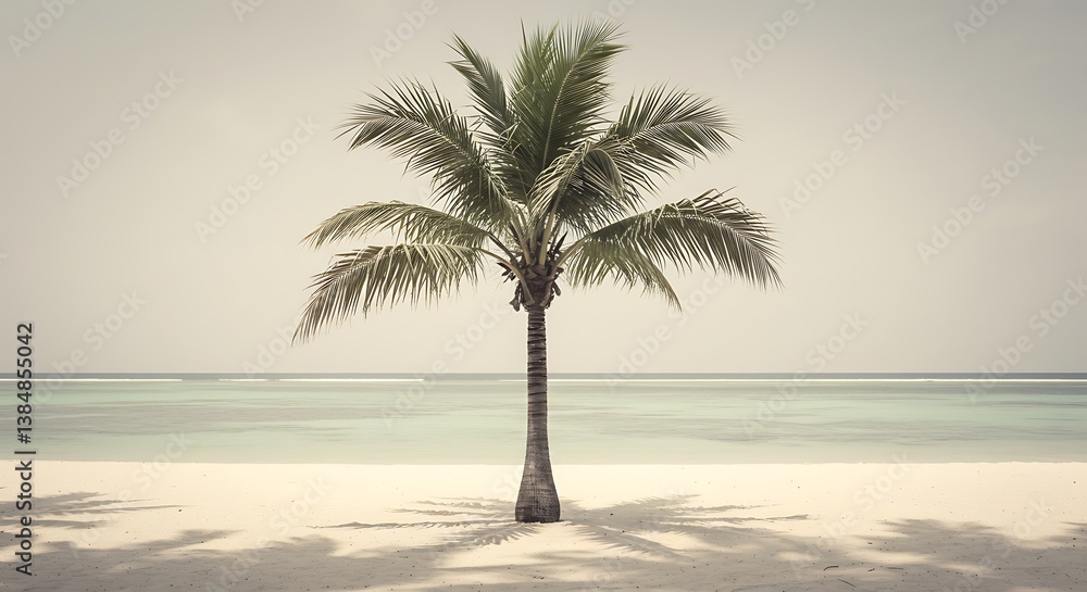 Obraz premium Coastal Solitude: Pale Sands, Silent Sea AI Generated