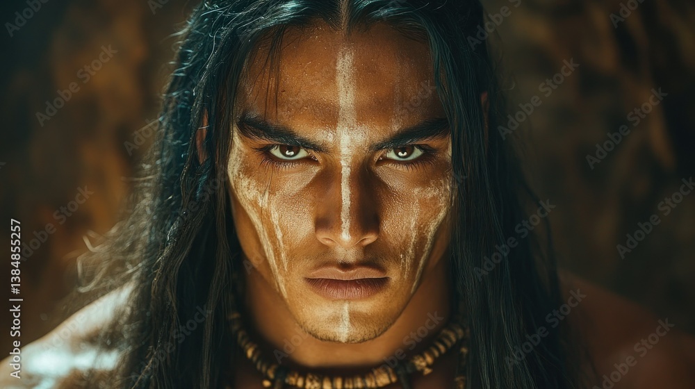 Intense Gaze: Portrait of a Native American Man Intense Gaze: Portrait of a Native American Man