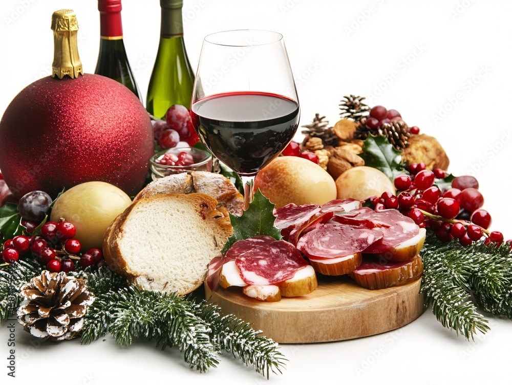 christmas still life with wine