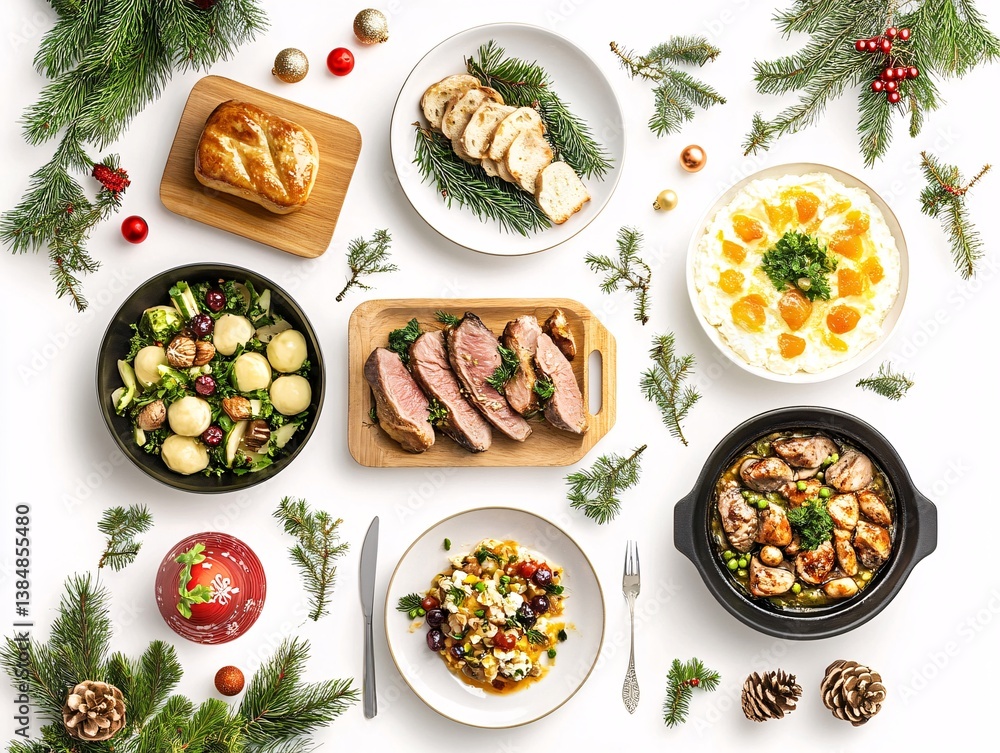 set of christmas food