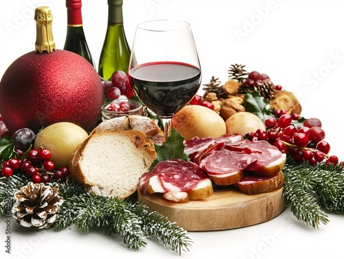 Obraz na płótnie christmas still life with wine w salonie