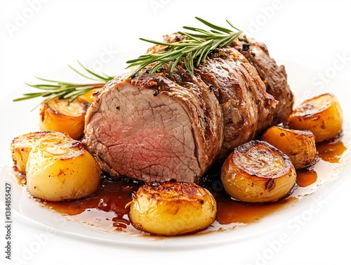 Obraz na płótnie roast beef with potatoes and vegetables w salonie