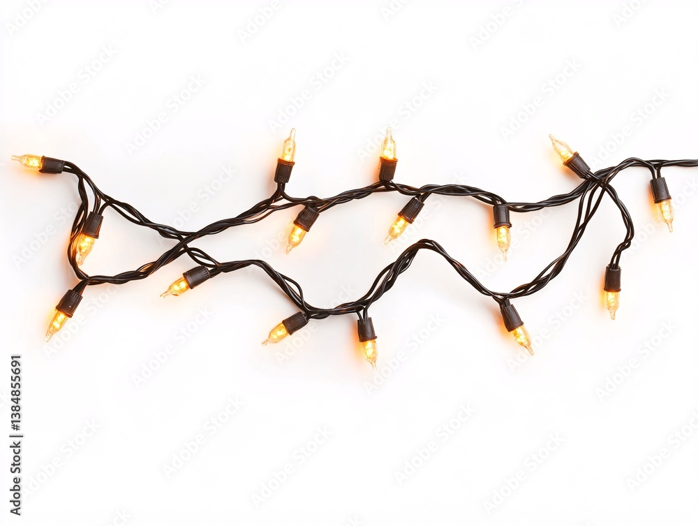 christmas tree decoration christmas lights isolated on white