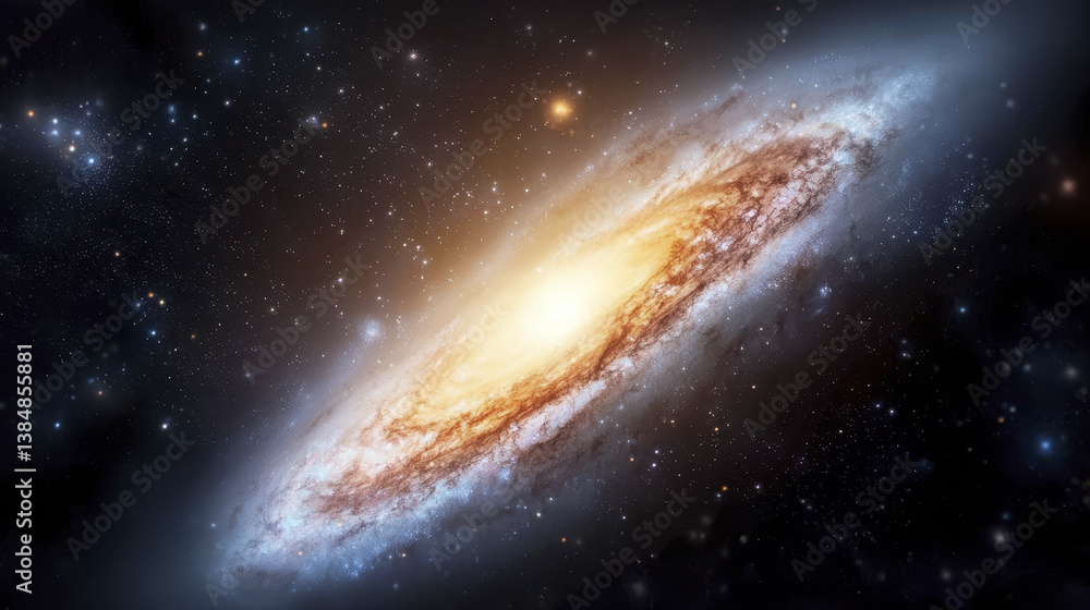 Fototapeta premium stunning galaxy with bright stars and swirling cosmic dust, showcasing beauty of universe and evoking sense of wonder