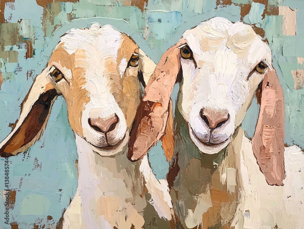 goats heads on blue rustical background