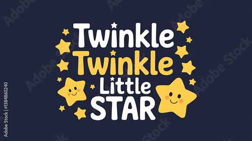 Twinkle twinkle little star, cute nursery rhyme with happy smiling stars.