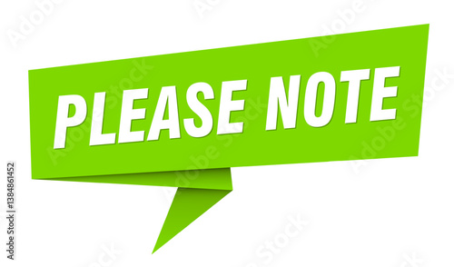 please note banner. please note speech bubble, label, sticker, sign template