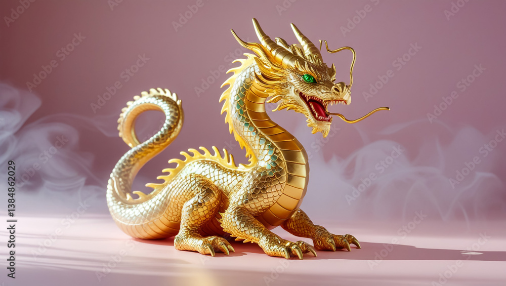 Fototapeta premium A cute baby dragon, minimalist and flat design.