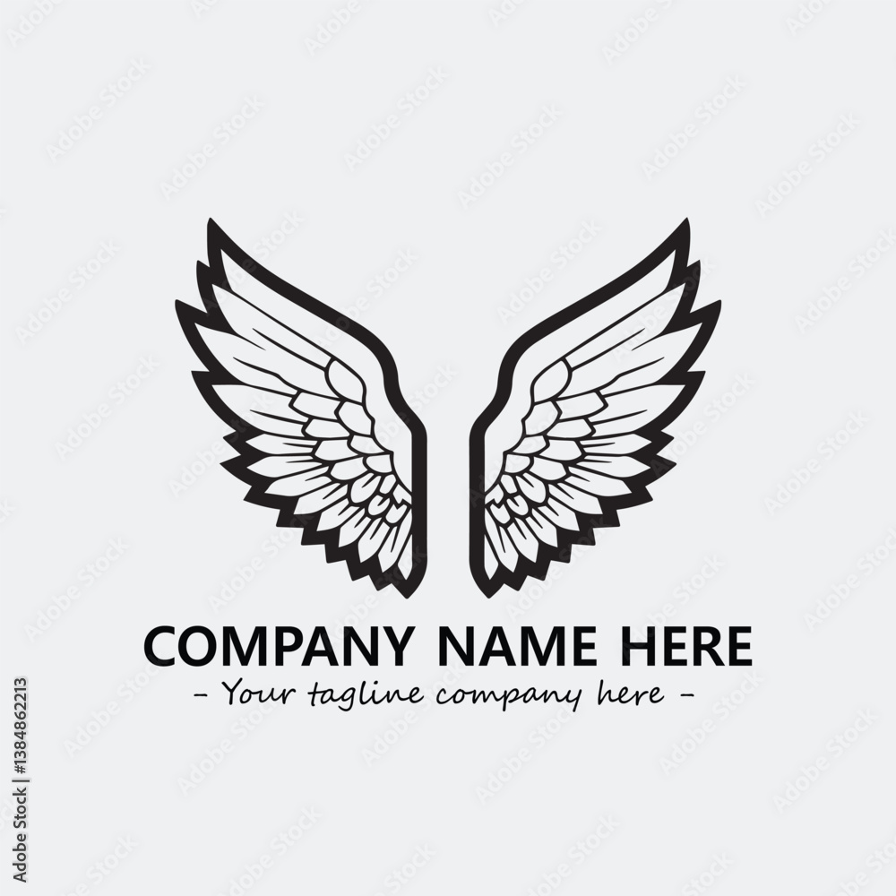 Obraz premium Wing illustration black and white for logo company vector image 