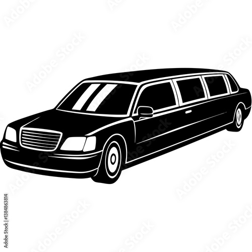 A vector silhouette of a limousine