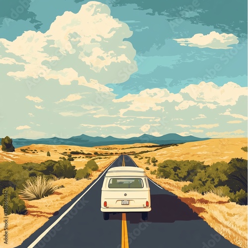 Summer seamless road trip illustrator