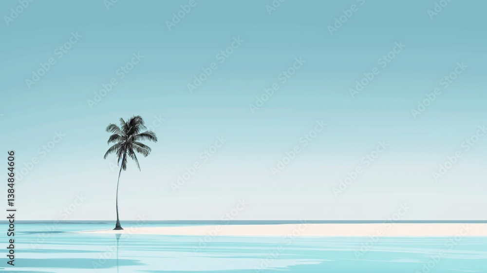 Solitary Palm Tree on a Tranquil Beach Paradise Solitary Palm Tree on a Tranquil Beach Paradise
