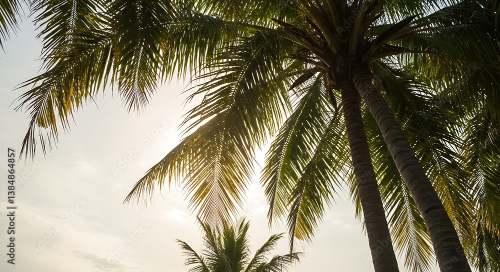 Fototapeta premium Golden Hour Palms AI Generated