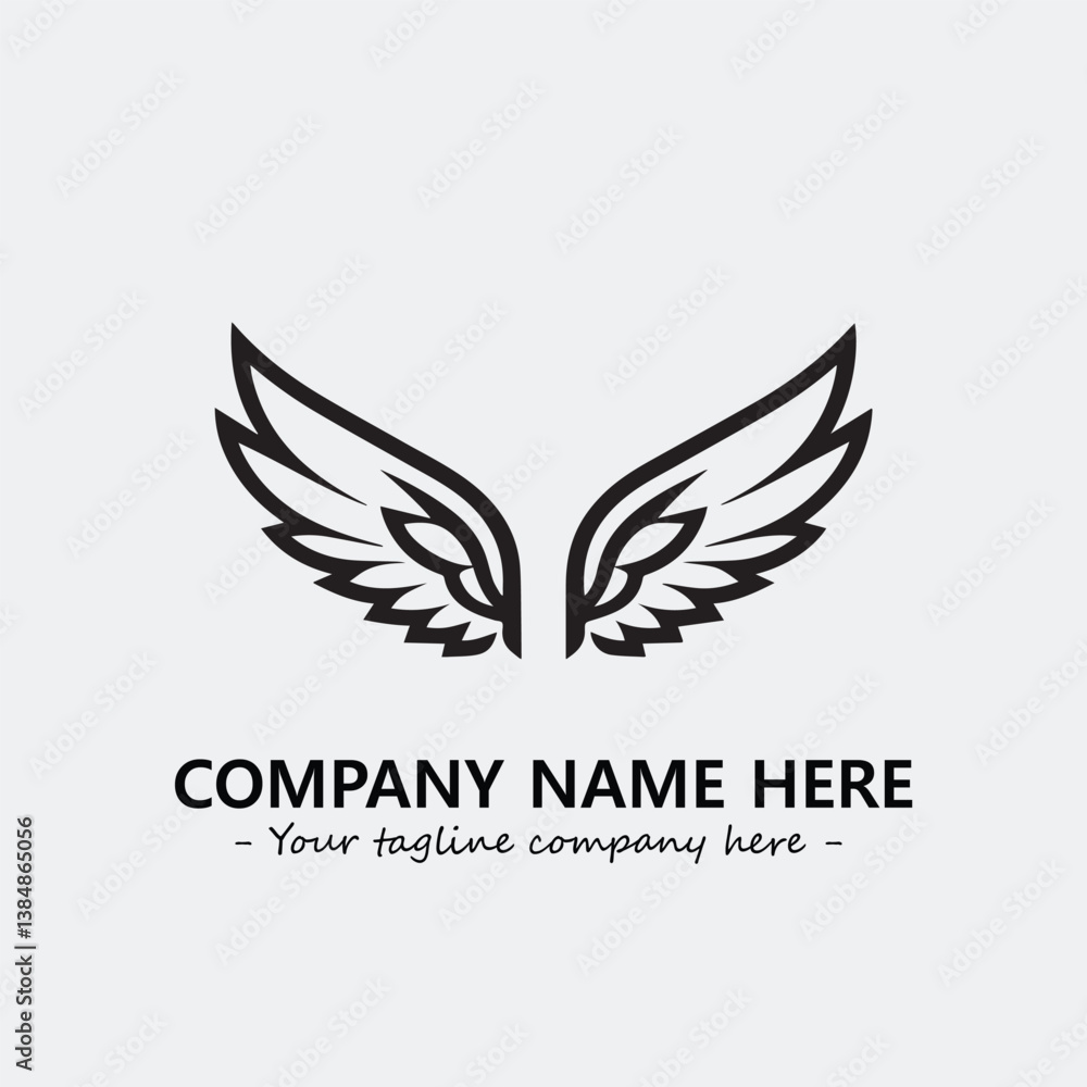 Obraz premium Wing illustration black and white for logo company vector image 