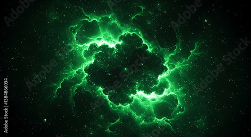 Emerald Nebula's Heartbeat AI Generated