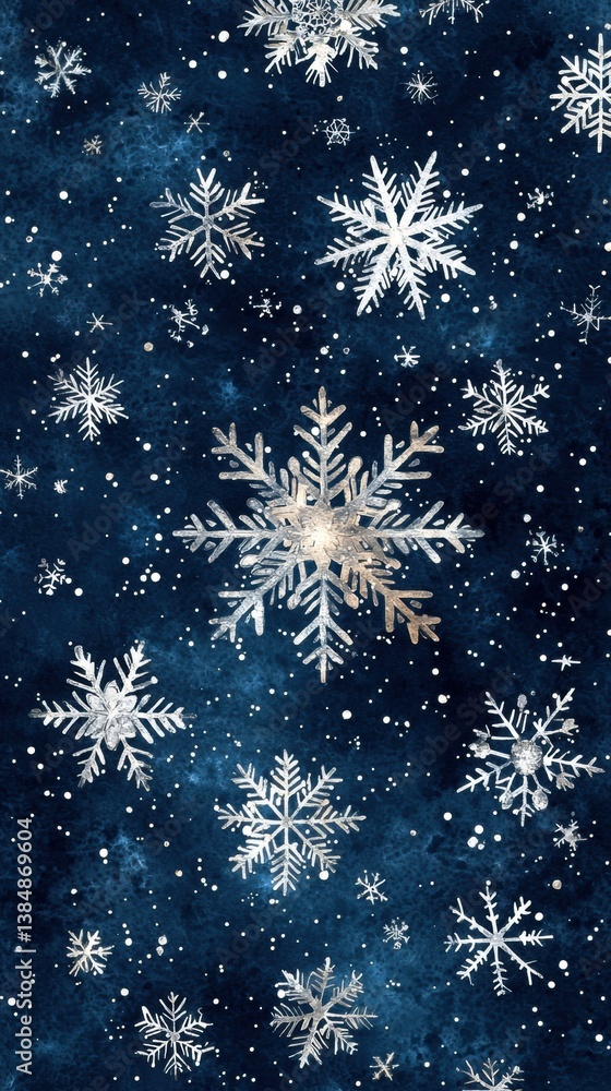 Beautifully detailed snowflake pattern capturing the intricacies of winter's unique design Beautifully detailed snowflake pattern capturing the intricacies of winter's unique design
