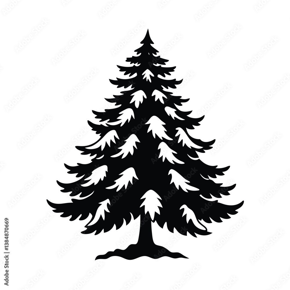 Fototapeta premium christmas tree silhouette vector art illustration
