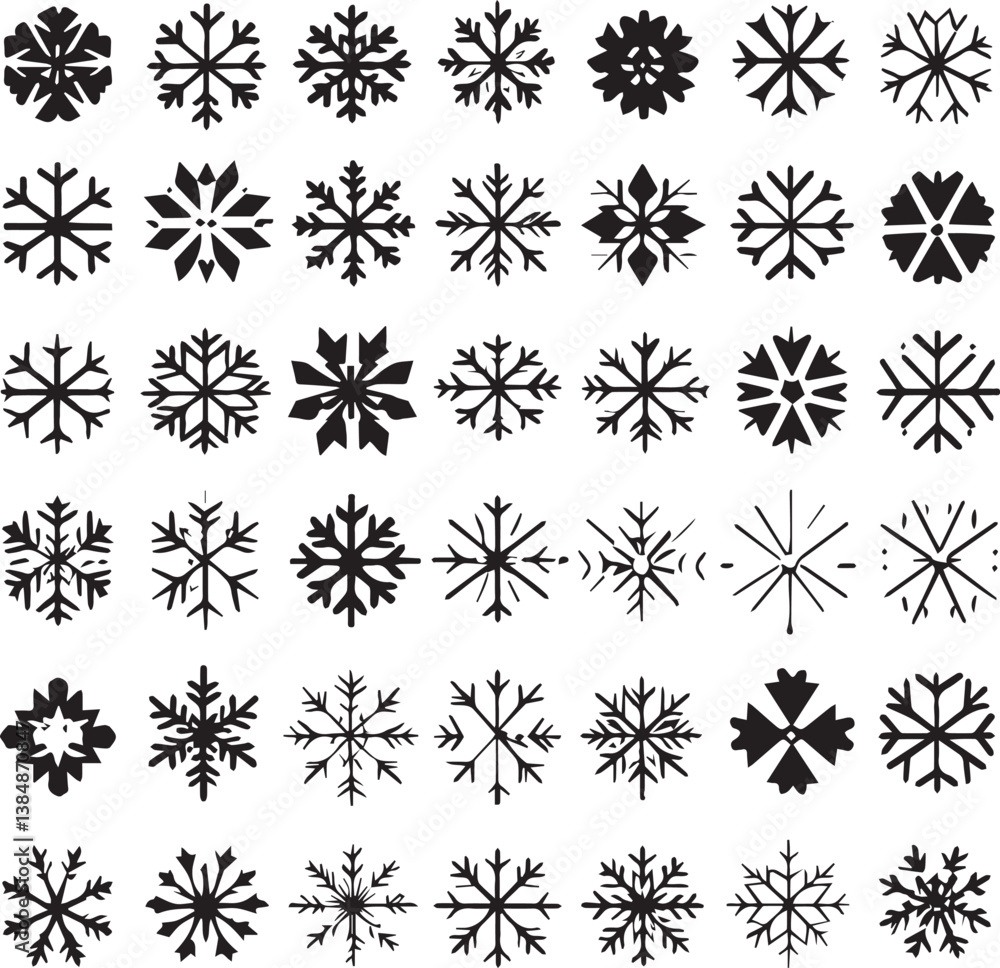 Black and white seamless snowflake pattern for winter decoration and Christmas design Black and white seamless snowflake pattern for winter decoration and Christmas design