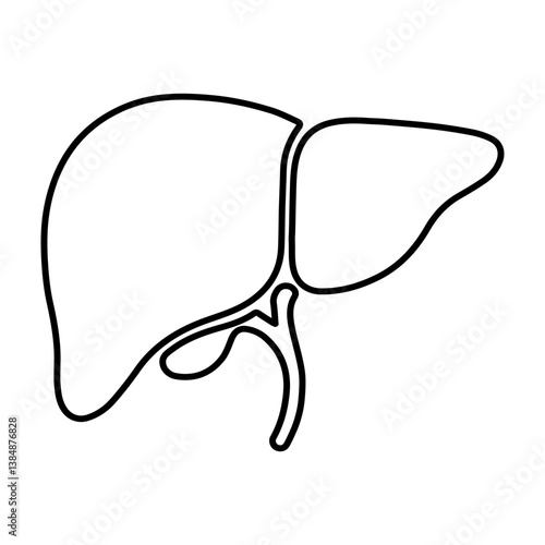 Minimalist black liver icon, gallbladder included, anatomy, healthcare, symbol