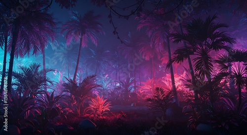 Neon Jungle Dreamscape AI Generated
