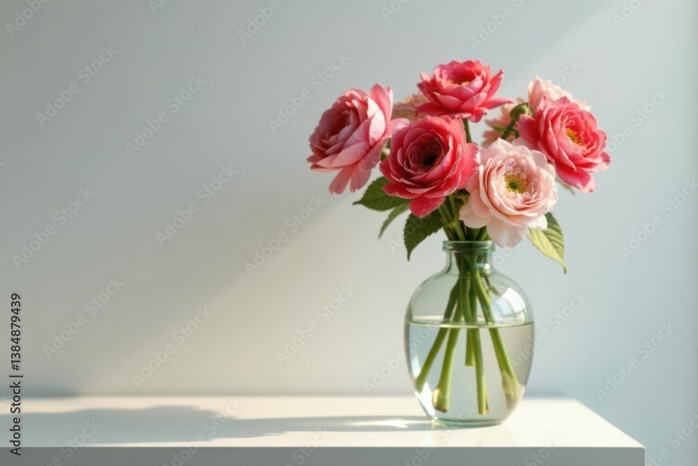 Elegant bottle vase filled with fresh flowers on a minimalist nightstand, emerald green bedding, decorative accessories Elegant bottle vase filled with fresh flowers on a minimalist nightstand, emerald green bedding, decorative accessories