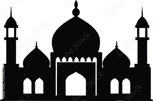 islamic mosque silhouette vector, black silhouette mosque vector illustration
