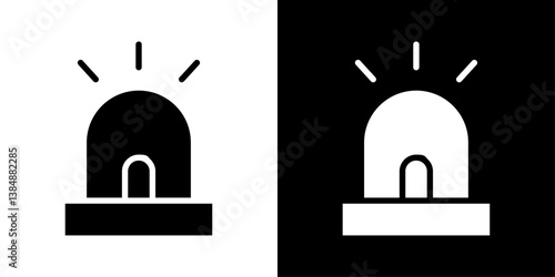 Ambulance siren icons vector set in solid flat style