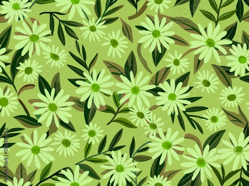 Wallpaper Mural seamless pattern with flowers and leaves, floral pattern for textile design and digital papers, seamless background with leaves Torontodigital.ca