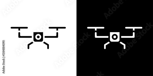 Drone icons vector set in solid flat style