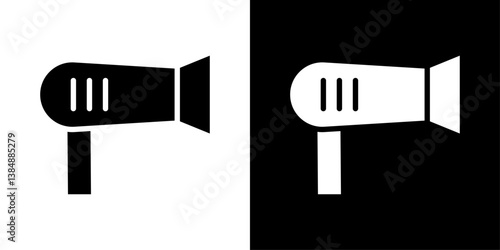 Hair dryer icons vector set in solid flat style