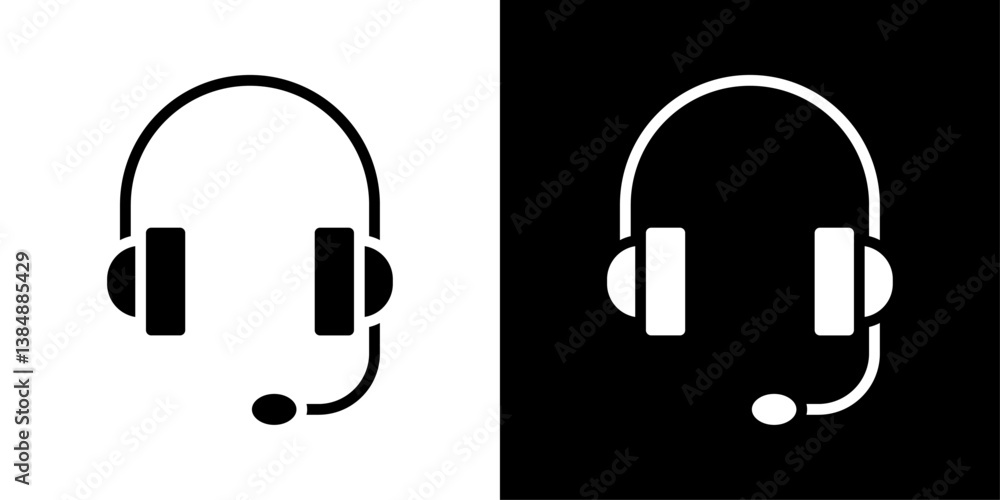 Headphone icons vector set in solid flat style Headphone icons vector set in solid flat style