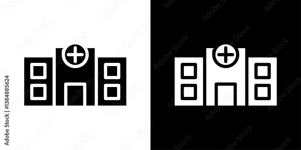 Hospital icons vector set in solid flat style Hospital icons vector set in solid flat style