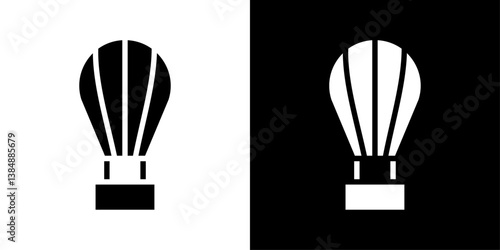 Hot air balloon icons vector set in solid flat style