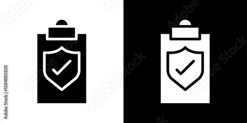 Insurance policy icons vector set in solid flat style
