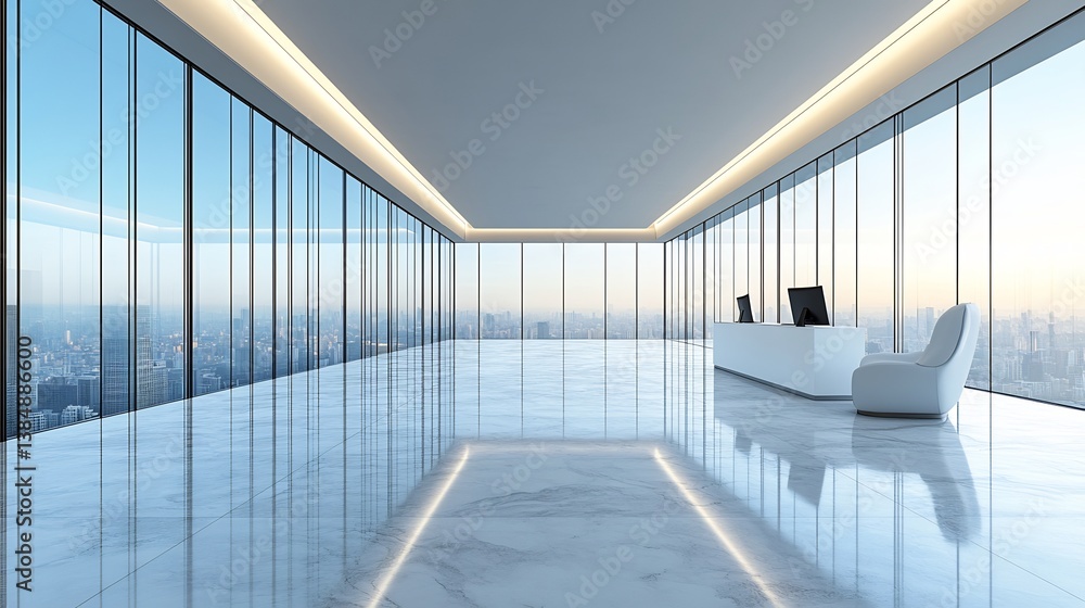 Obraz premium Modern Office Lobby City View.