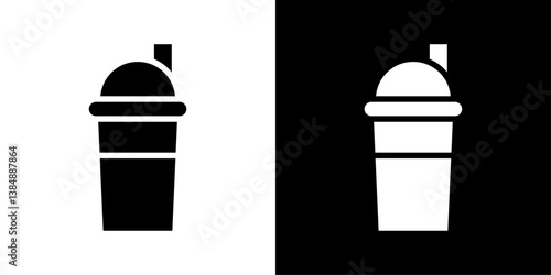 Protein shake icons vector set in solid flat style